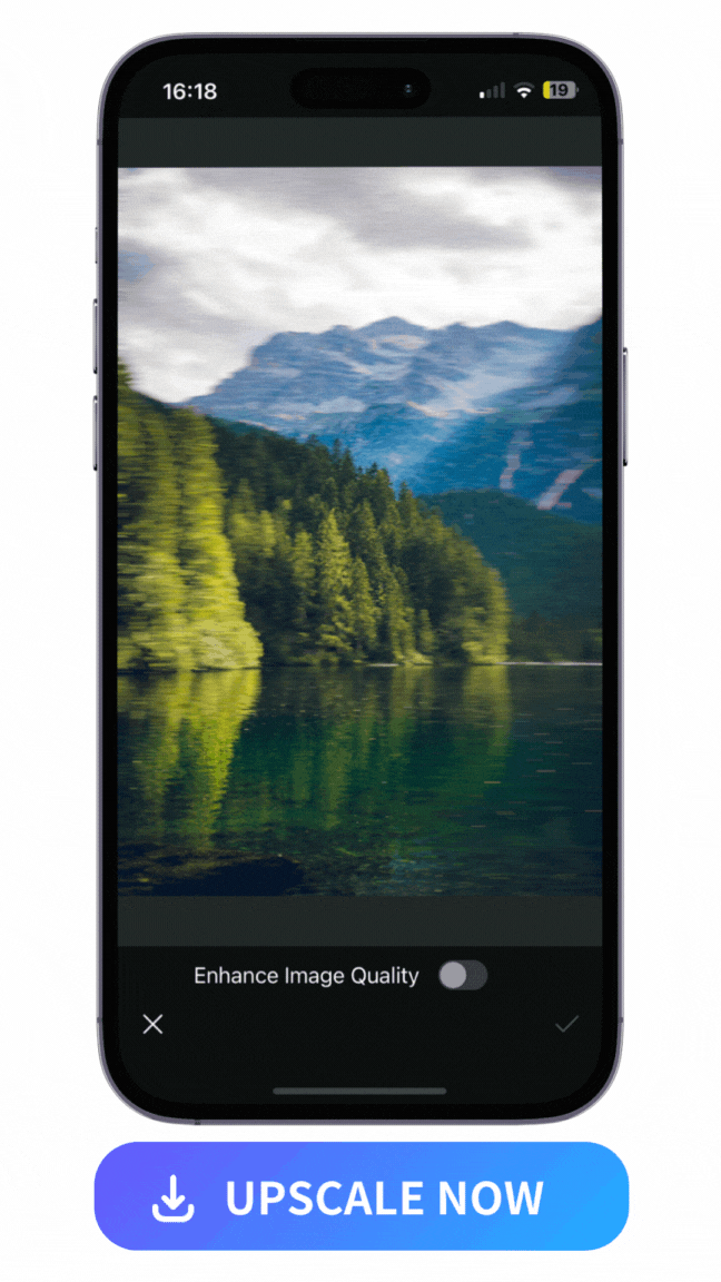 upscale a lake scene image with PhotoDirector's AI Enhance feature